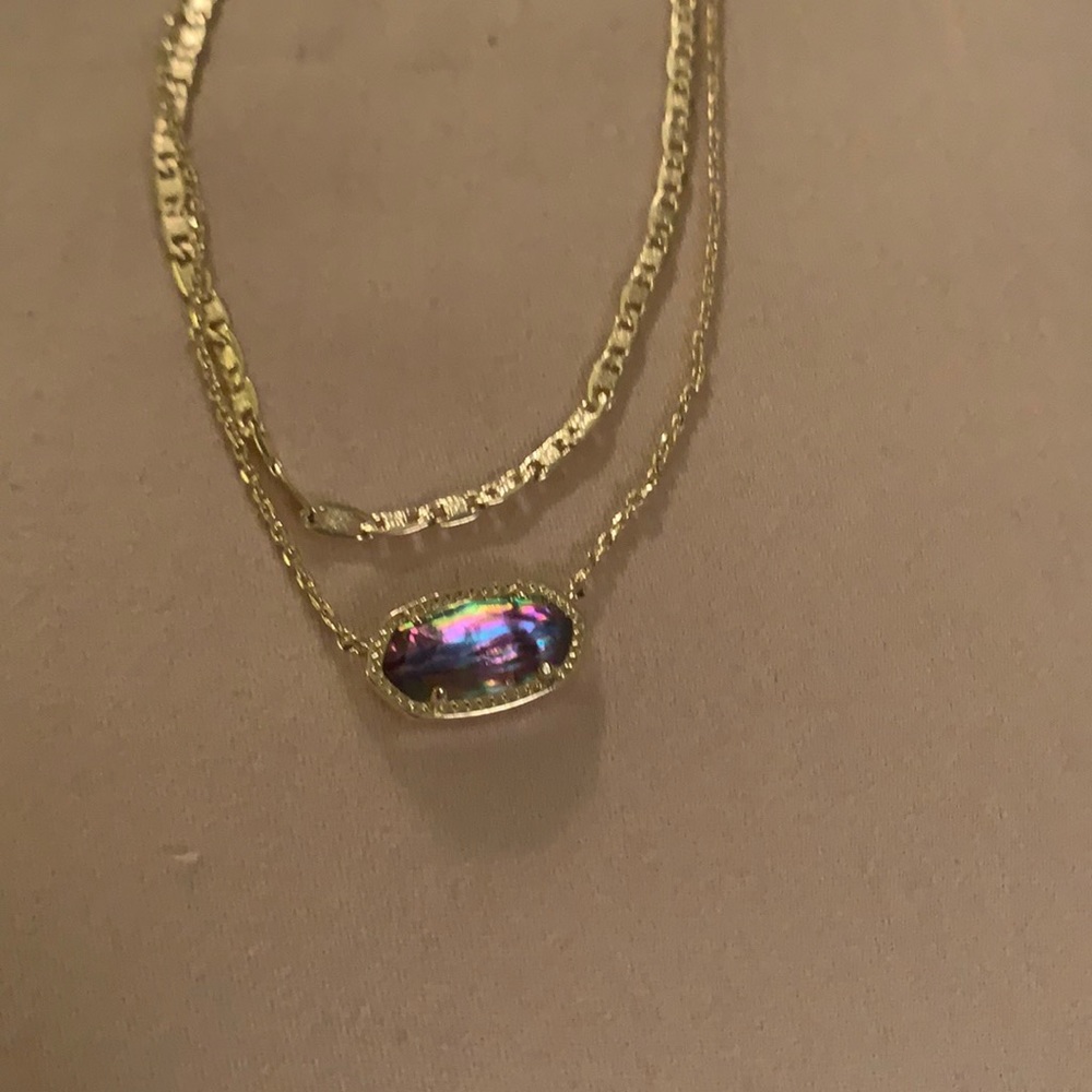 Kendra Scott Gold Necklace with Iridescent Pendant